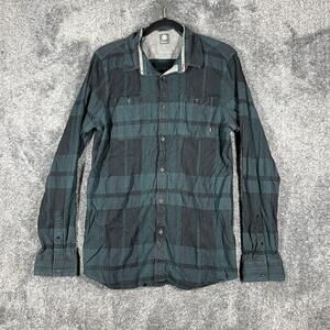Element Shirt Mens XL Green Plaid Long Sleeve Button Up Cotton Rayon Pockets